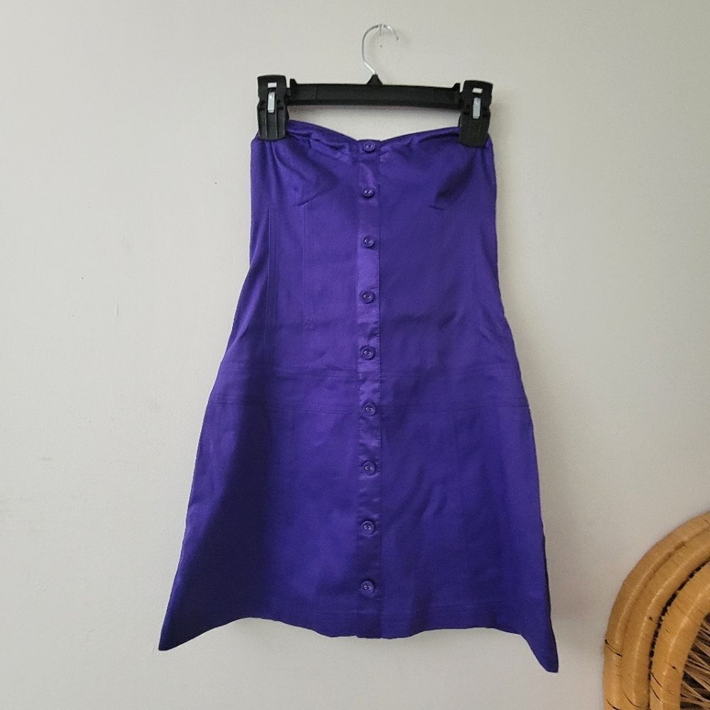 Purple Strapless Corset Mini Dress | Satin Party Club Dress | G by Guess S